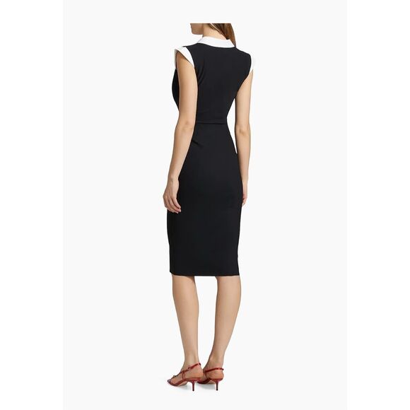 Chiara Boni La Petite Robe Womens Sorai Plunge Neck Cocktail Dress Black 8 - Picture 4 of 12